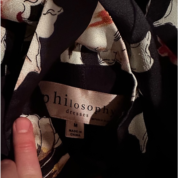 Anthropologie dresses | Philosophy | silk midi dress in navy floral | medium - Picture 3 of 4